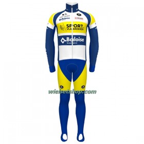 Fietskleding (Fietsshirt Lange Mouw + Lange Koersbroek) 2022 Sport Vlaanderen-Baloise - Geel Blauw Wit
